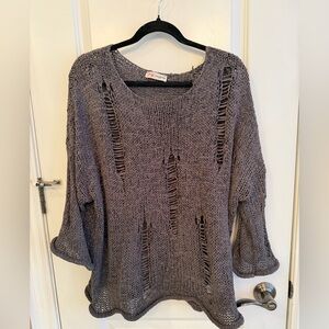FW Collection Distressed Knit Sweater in Charcoal